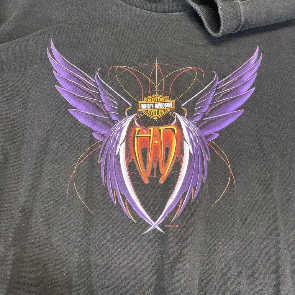 Harley Davidson Purple Wings Gas Tank Riders Ft Lauderdale FL T-Shirt Mens L - Picture 9 of 10